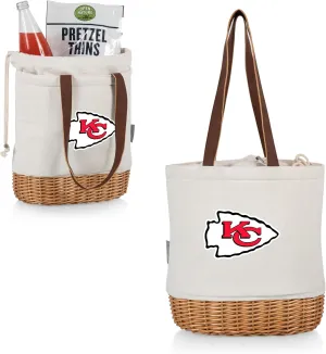 PICNIC TIME NFL Pico Willow and Canvas Insulated Lunch Basket, Natural Canvas