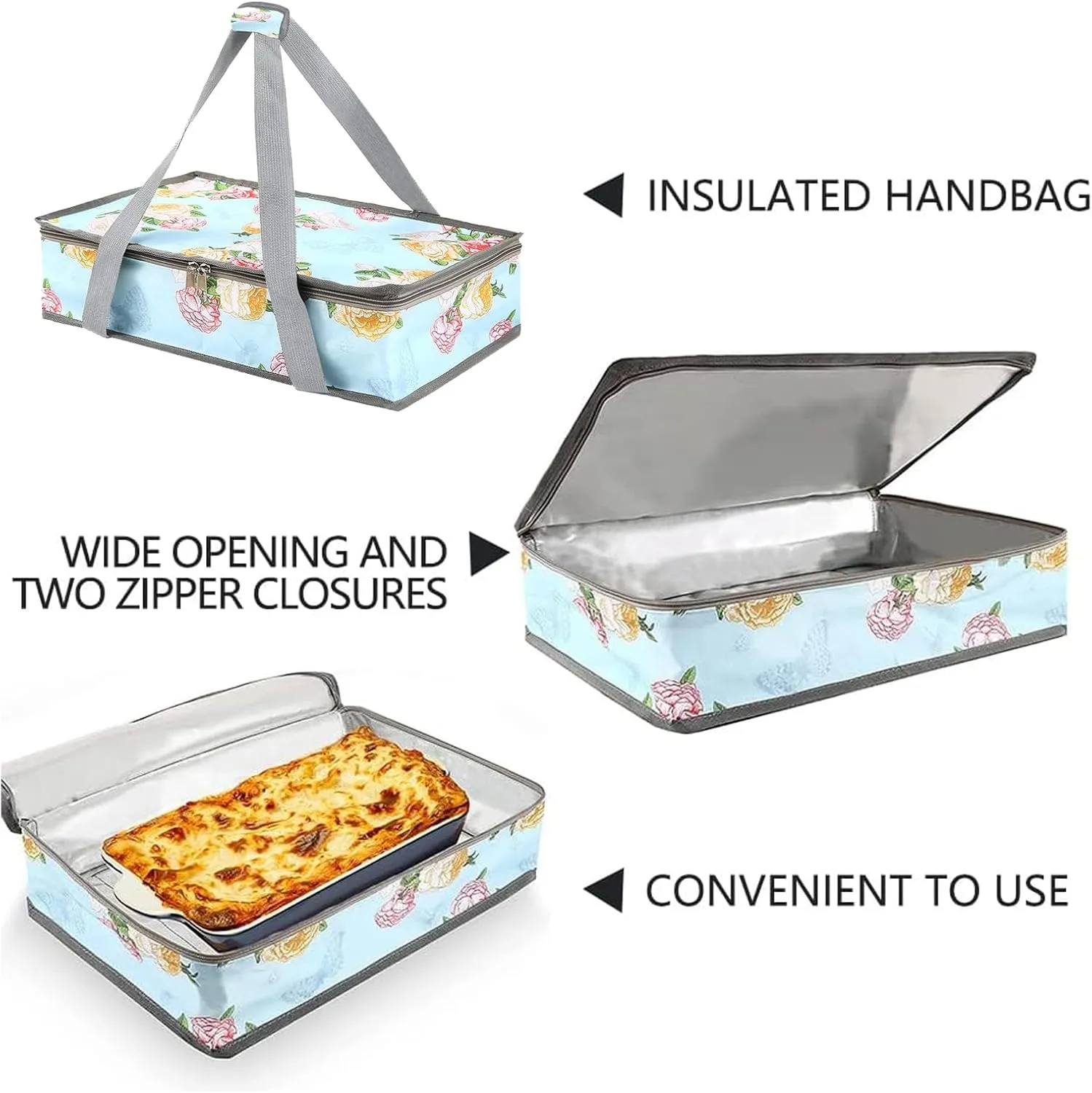 Pioneer Woman Dish Carrier - Insulated Casserole Food Carrier for Hot or Cold Food, Travel, Party, Picnic