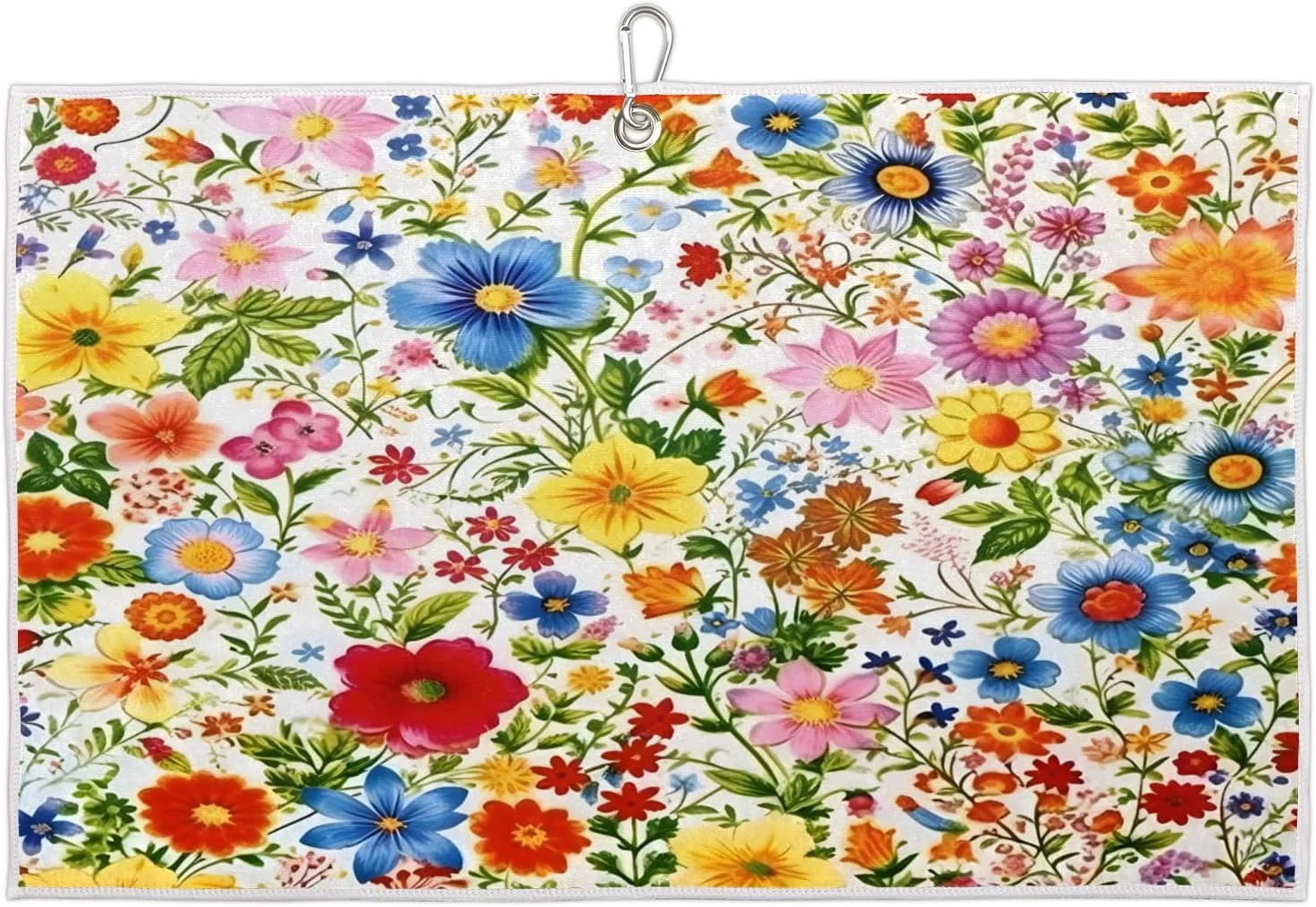 Plants Flowers Golf Towel with Heavy Duty Carabiner Clip Quick Dry Ultra Absorbent Club Ball Cleaning Towel Golf Accessories for Men Women