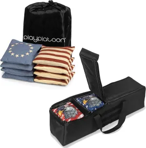 Play Platoon Set of 8 Betsy Ross 13 Star All Weather Cornhole Bags & Duffel Carrying Bag