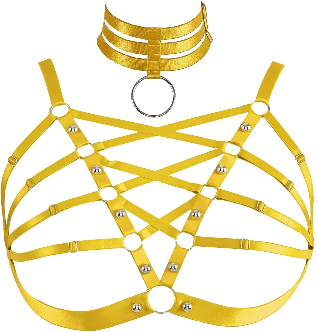 Plus Size Women's Waist Harness Belt Body Full Cage Strappy Bra Lingerie Gothic Tops Hollow Out Halloween Rave Clothing
