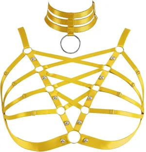 Plus Size Women's Waist Harness Belt Body Full Cage Strappy Bra Lingerie Gothic Tops Hollow Out Halloween Rave Clothing