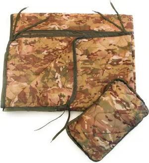 Poncho Liner Woobie with Zipper and Zippered Head Port, 3-Sided Zipper, Pillow and Stuff Sack Included
