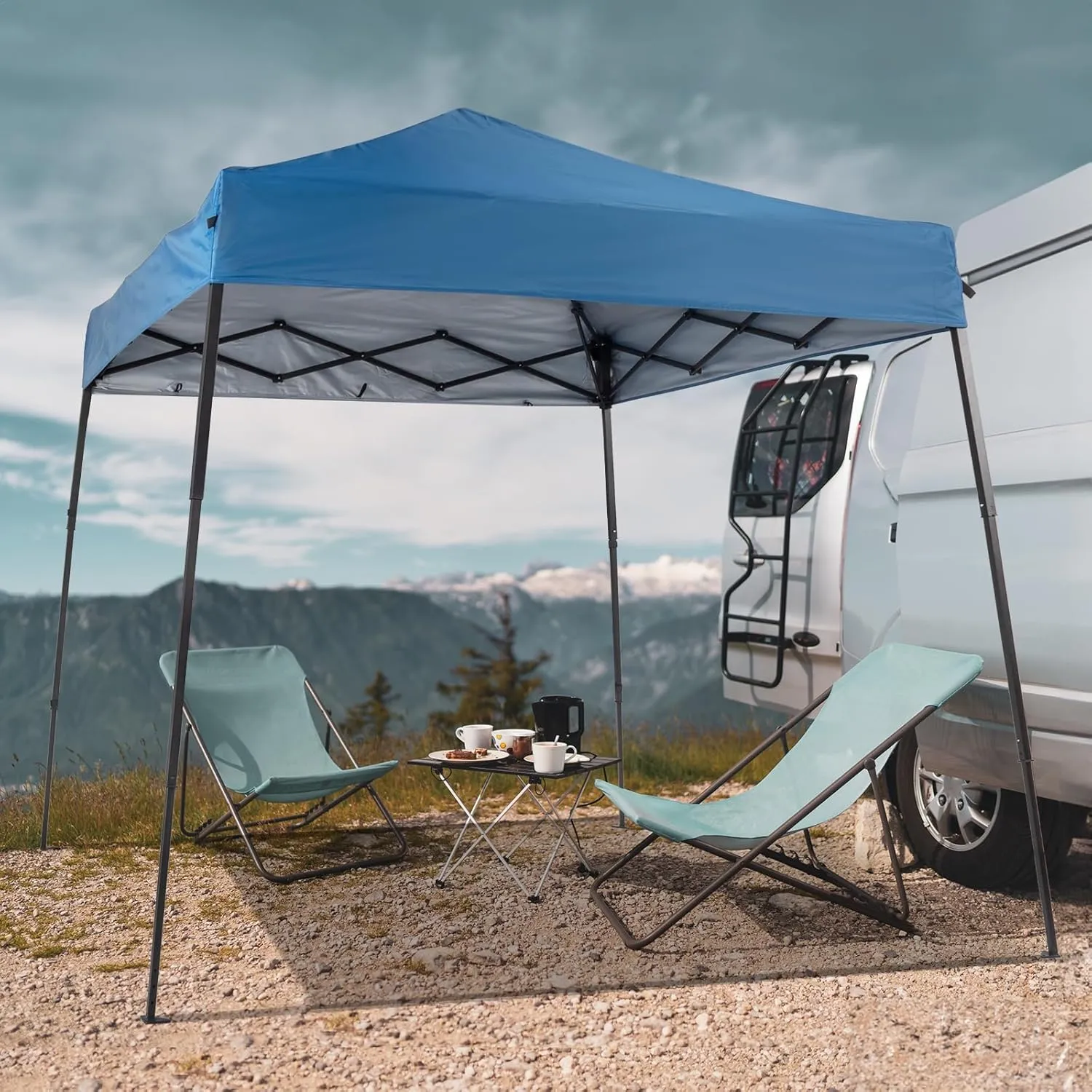 Pop Up Canopy Tent, 6 x 6ft Outdoor Lightweight Foldable Canopies with Side Storage Bag and Carry Bag, Portable Waterproof Sun Shelter Oxford Fabric Cover Easy Up Gazebo for Events Backyard Beach