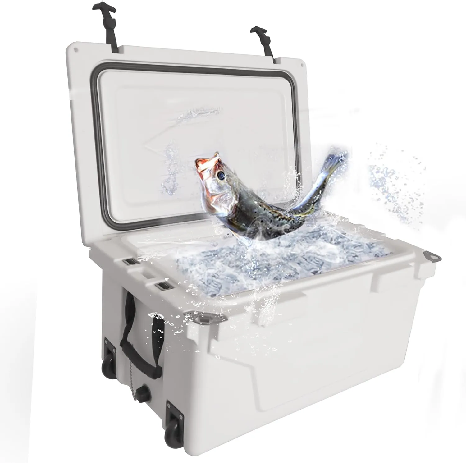 Portable Insulated Refrigerator, 65QT Refrigerator, Camping Freezer, Outdoor Fishing Refrigerator with Wheels and Handles, Suitable for picnics, self-Driving Tours