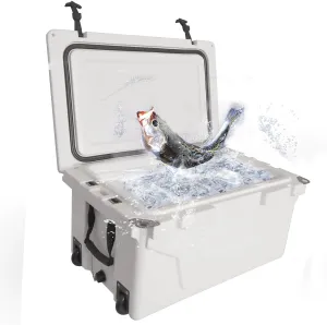 Portable Insulated Refrigerator, 65QT Refrigerator, Camping Freezer, Outdoor Fishing Refrigerator with Wheels and Handles, Suitable for picnics, self-Driving Tours