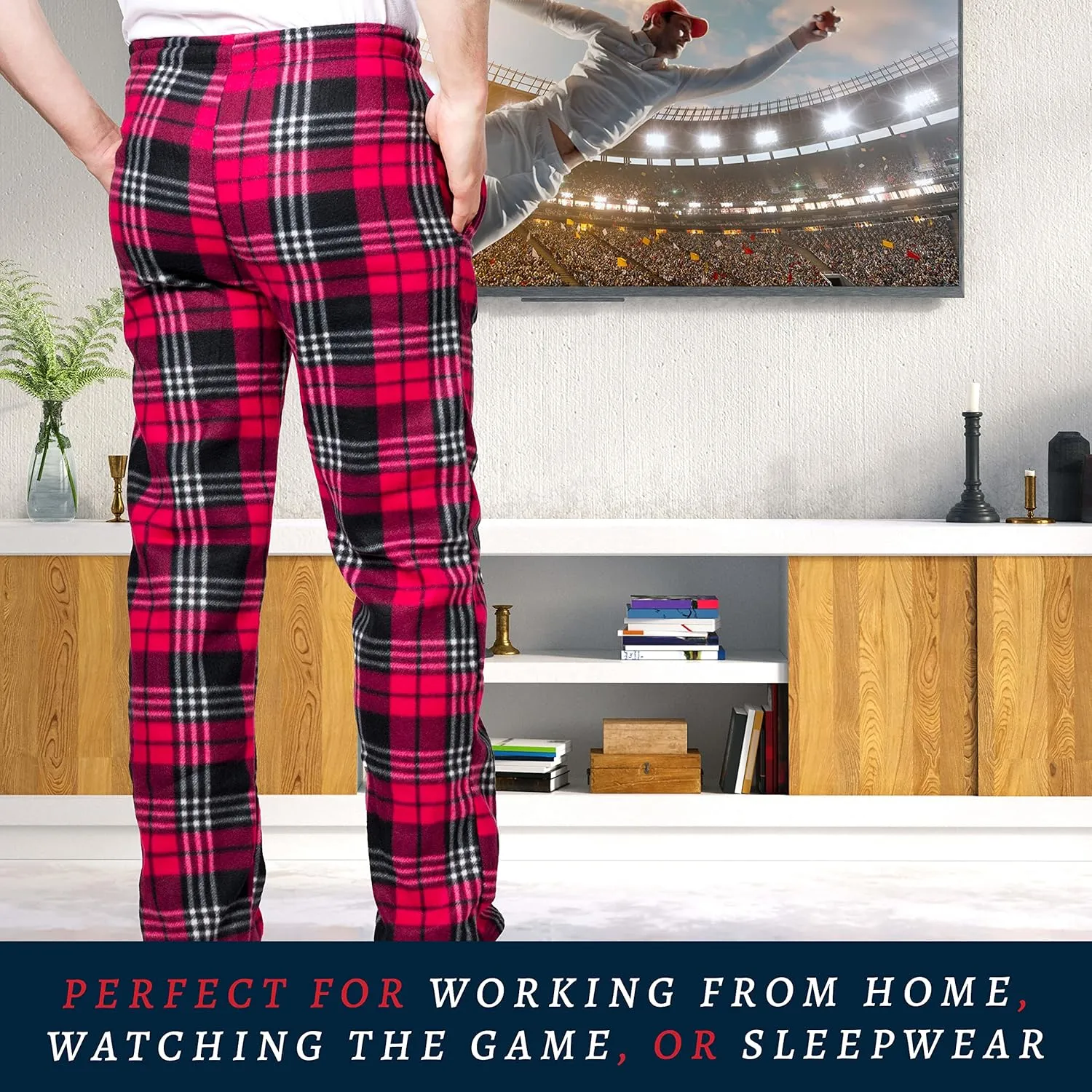 Premium Wear Men's Lounge Pants Fleece Pajamas with Pockets