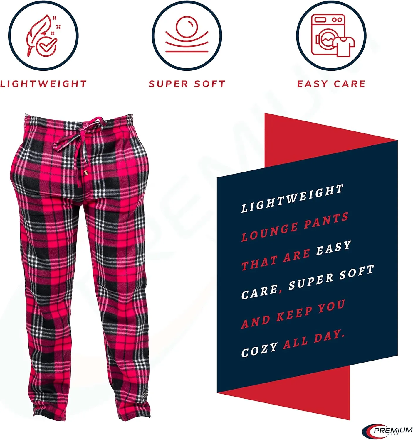 Premium Wear Men's Lounge Pants Fleece Pajamas with Pockets