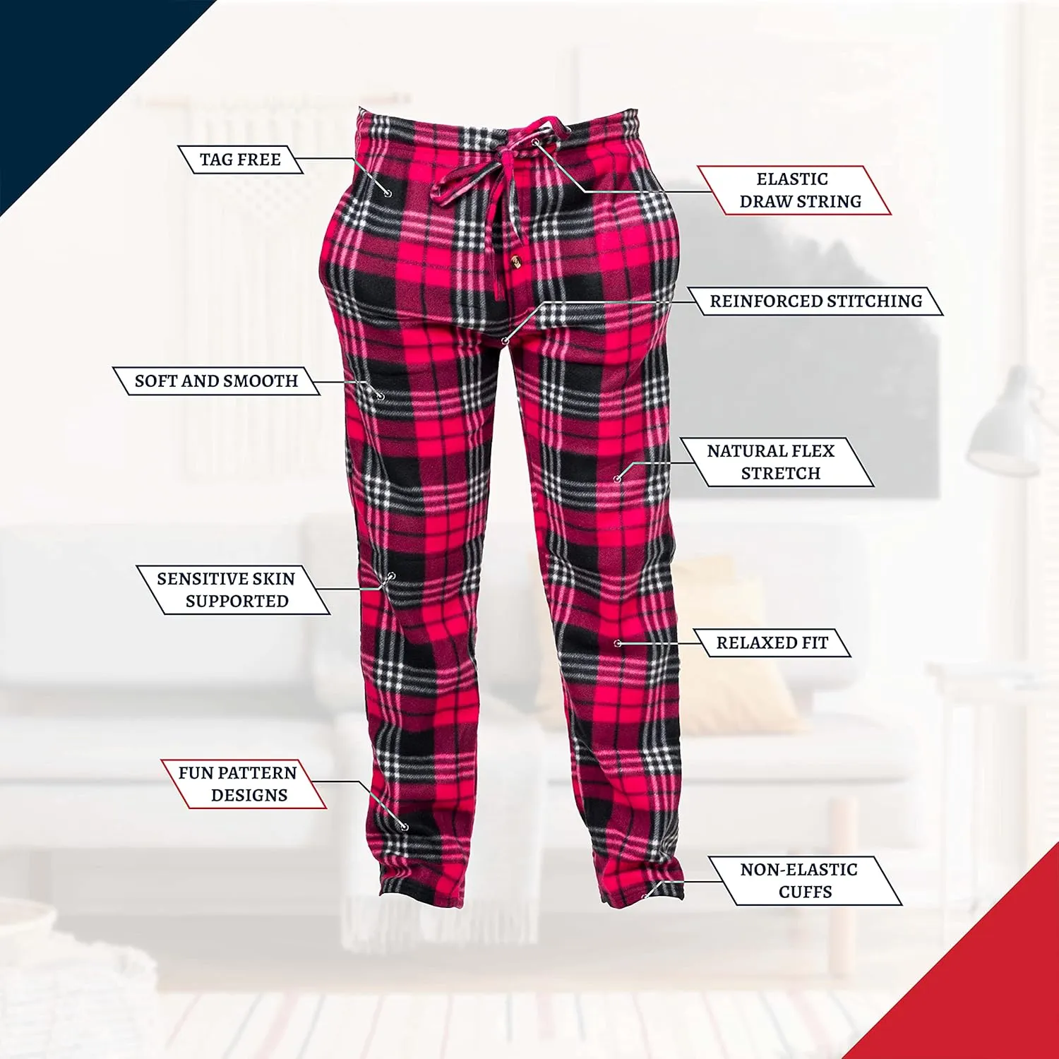 Premium Wear Men's Lounge Pants Fleece Pajamas with Pockets