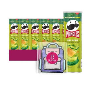 Pringles Street Flavors 6- Count of Dill Pickle Potato Crisps Chips, On-The-Go Lunch Snack 5.5 oz Can   1 Freebie by Unique Outlet