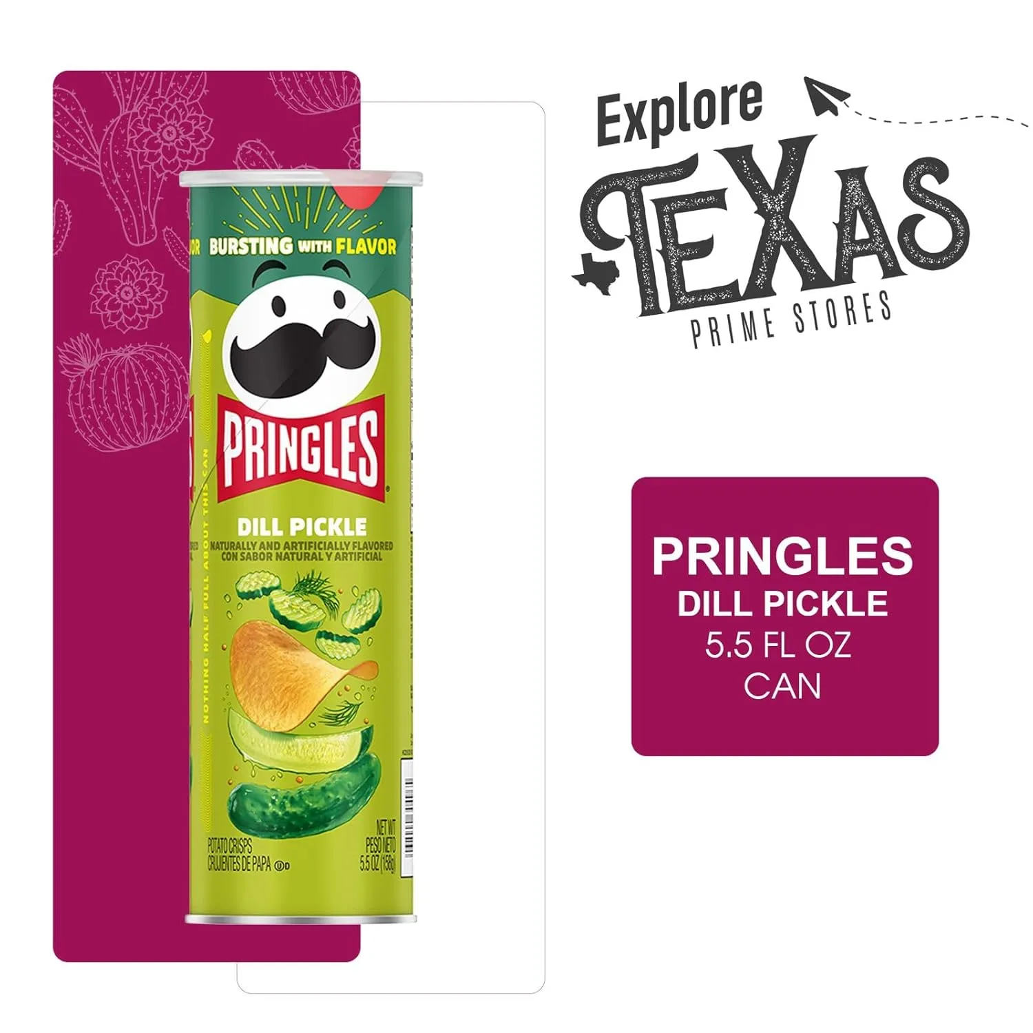 Pringles Street Flavors 6- Count of Dill Pickle Potato Crisps Chips, On-The-Go Lunch Snack 5.5 oz Can   1 Freebie by Unique Outlet