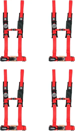Pro Armor A114220RD Red 4 Point Harness 2" Straps 4 Pack