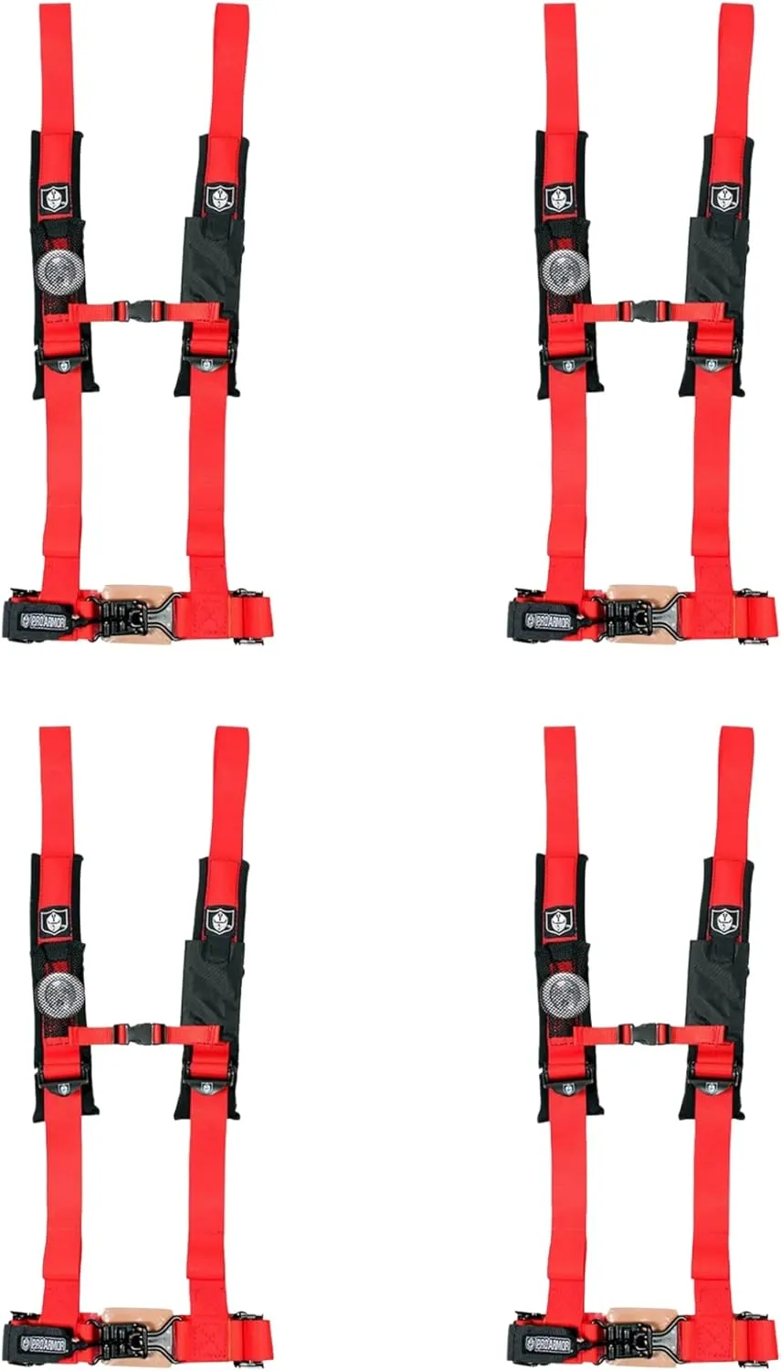 Pro Armor A114220RD Red 4 Point Harness 2" Straps 4 Pack