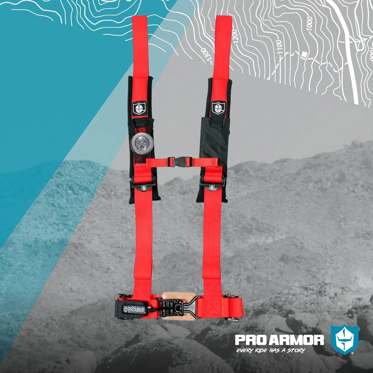 Pro Armor A114220RD Red 4 Point Harness 2" Straps 4 Pack