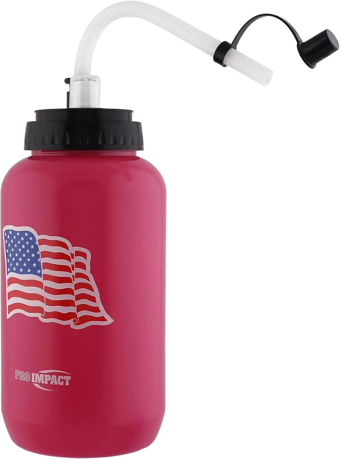 Pro Impact Squeezable Water Bottle with Bendable Long Straw and Spray cap - LDPE BPA Free Plastic - Hydration for Baseball Hockey Gym MMA Yoga Boxing Cycling Softball Football Lacrosse (35.5 Oz.)