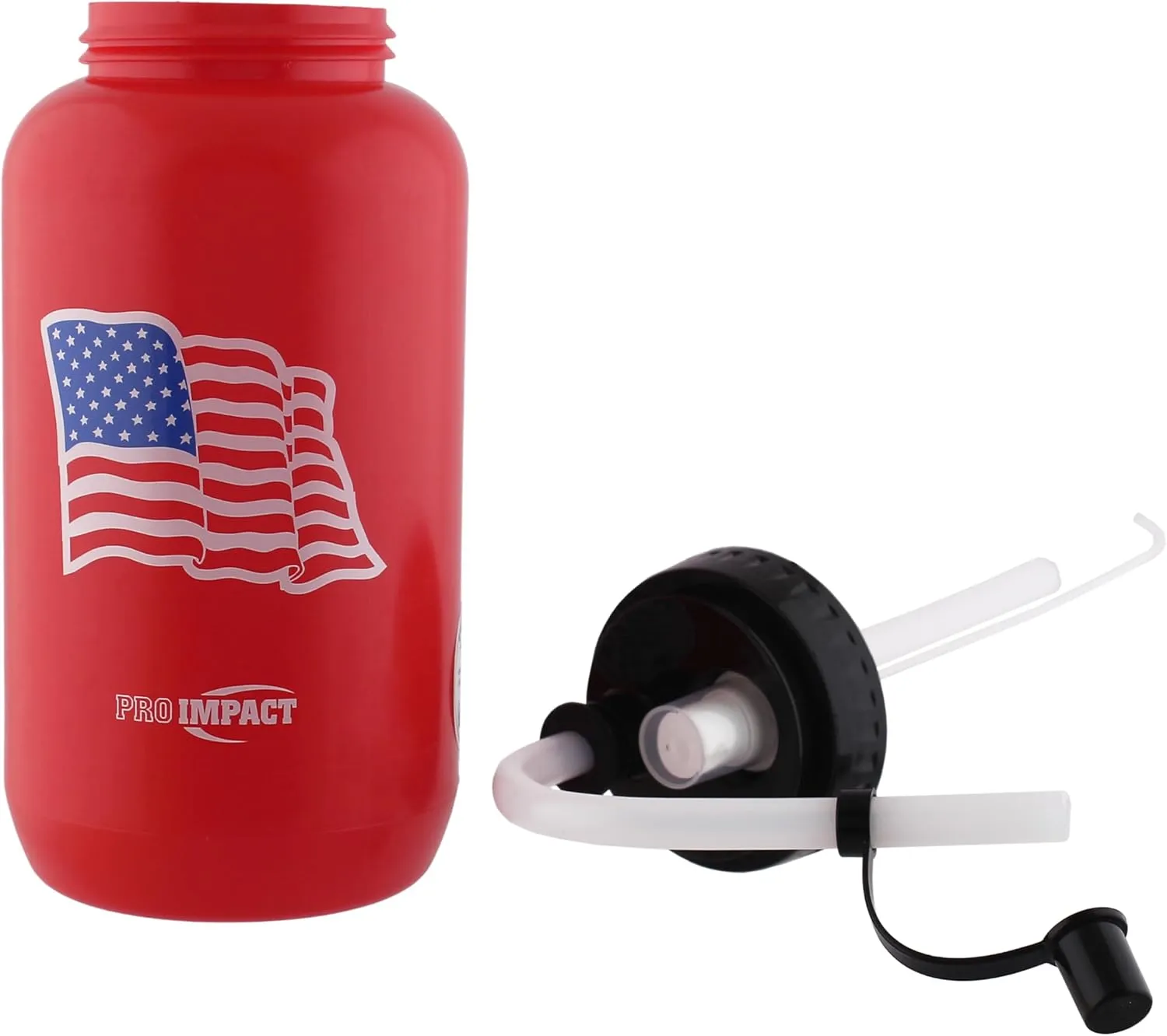 Pro Impact Squeezable Water Bottle with Bendable Long Straw and Spray cap - LDPE BPA Free Plastic - Hydration for Baseball Hockey Gym MMA Yoga Boxing Cycling Softball Football Lacrosse (35.5 Oz.)