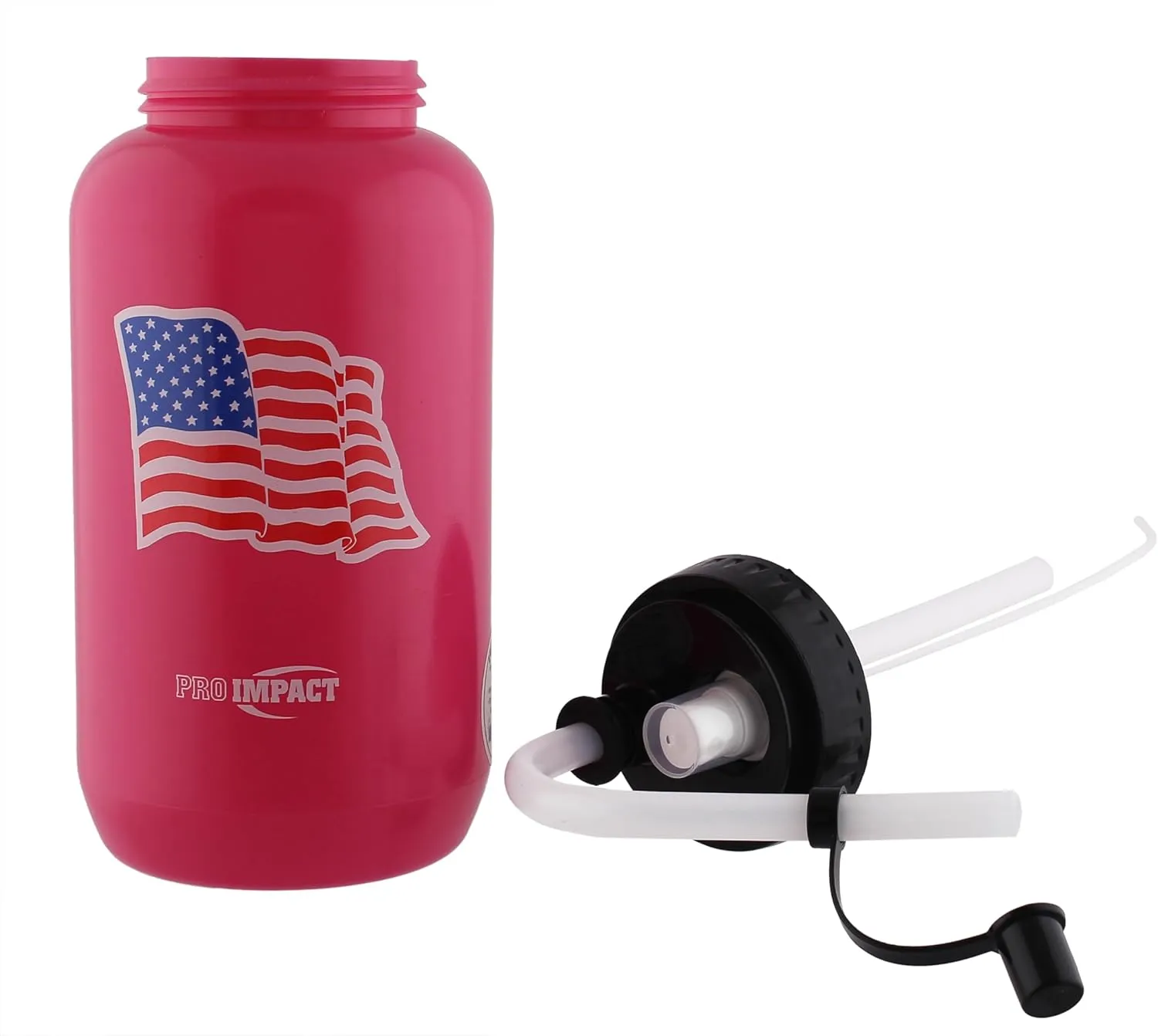 Pro Impact Squeezable Water Bottle with Bendable Long Straw and Spray cap - LDPE BPA Free Plastic - Hydration for Baseball Hockey Gym MMA Yoga Boxing Cycling Softball Football Lacrosse (35.5 Oz.)