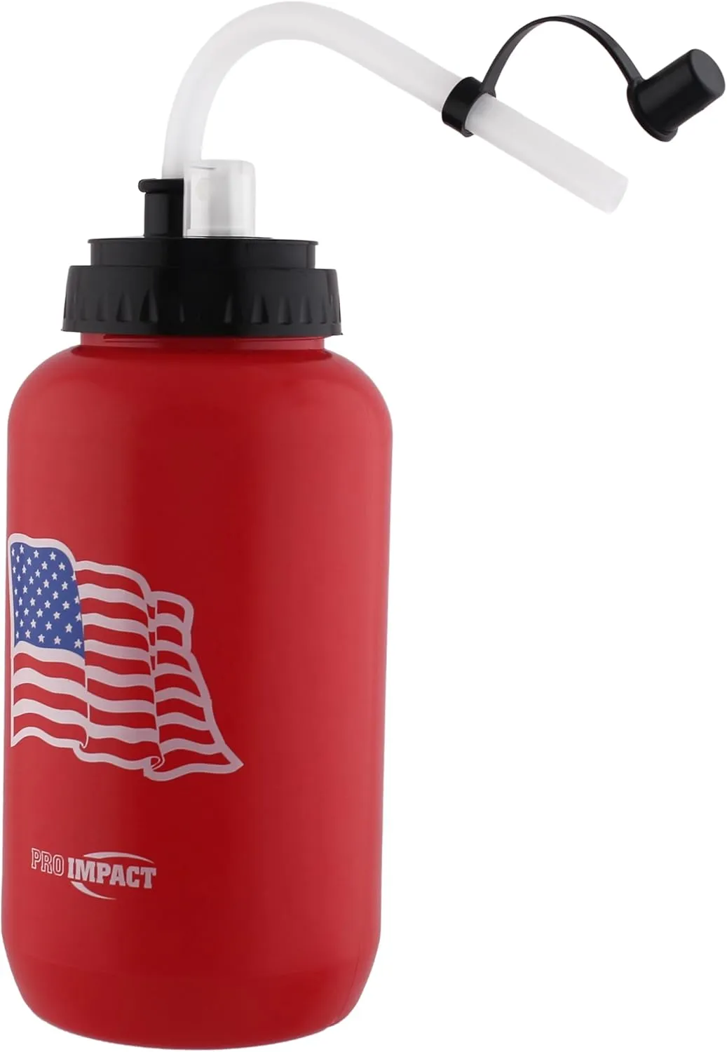 Pro Impact Squeezable Water Bottle with Bendable Long Straw and Spray cap - LDPE BPA Free Plastic - Hydration for Baseball Hockey Gym MMA Yoga Boxing Cycling Softball Football Lacrosse (35.5 Oz.)