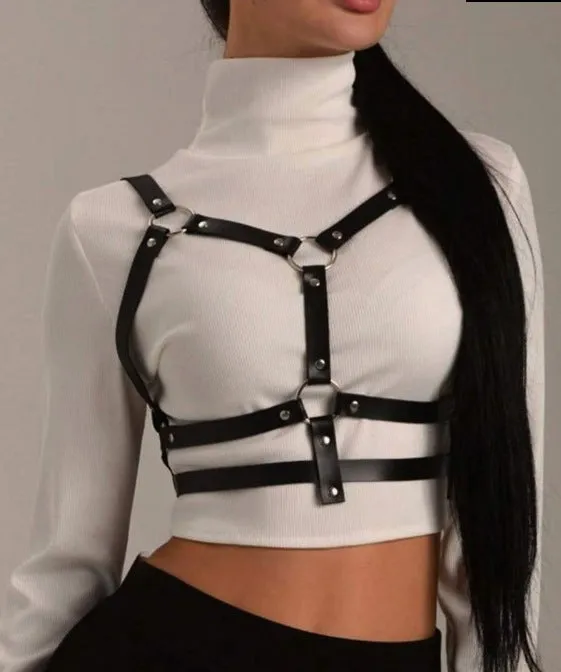 PU leather o ring adjustable harness top