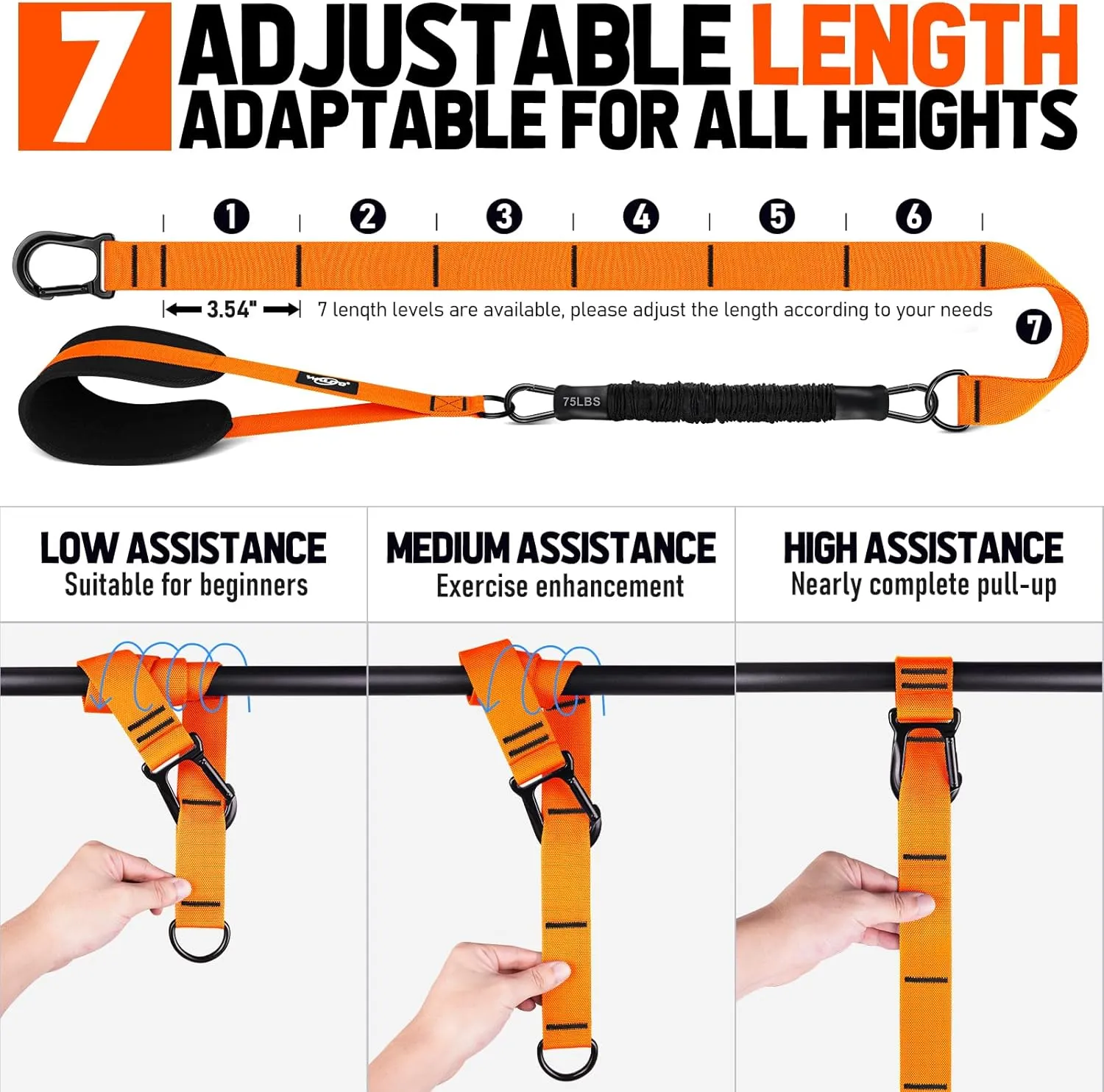Pull Up Assistance Bands, Heavy Duty Assisted Pull Up Bands for Pull Up Assist, Adjustable Weight/Size with Fabric Feet Mats, Upgrade Pull Up Assist Bands for Strength Training