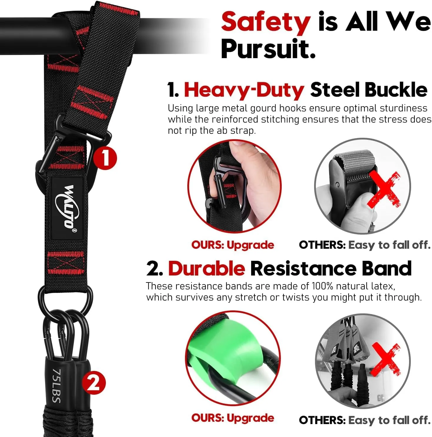 Pull Up Assistance Bands, Heavy Duty Resistance Bands for Pull Up Bar, Pull Up Assist Band with Feet Rest, Pull Up Assist Band Strength Training Workout Equipment, Height Adjustable