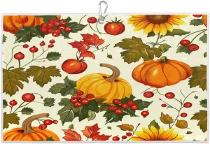 Pumpkins Sunflowers Berries Golf Towel with Heavy Duty Carabiner Clip Quick Dry Ultra Absorbent Club Ball Cleaning Towel Golf Accessories for Men Women