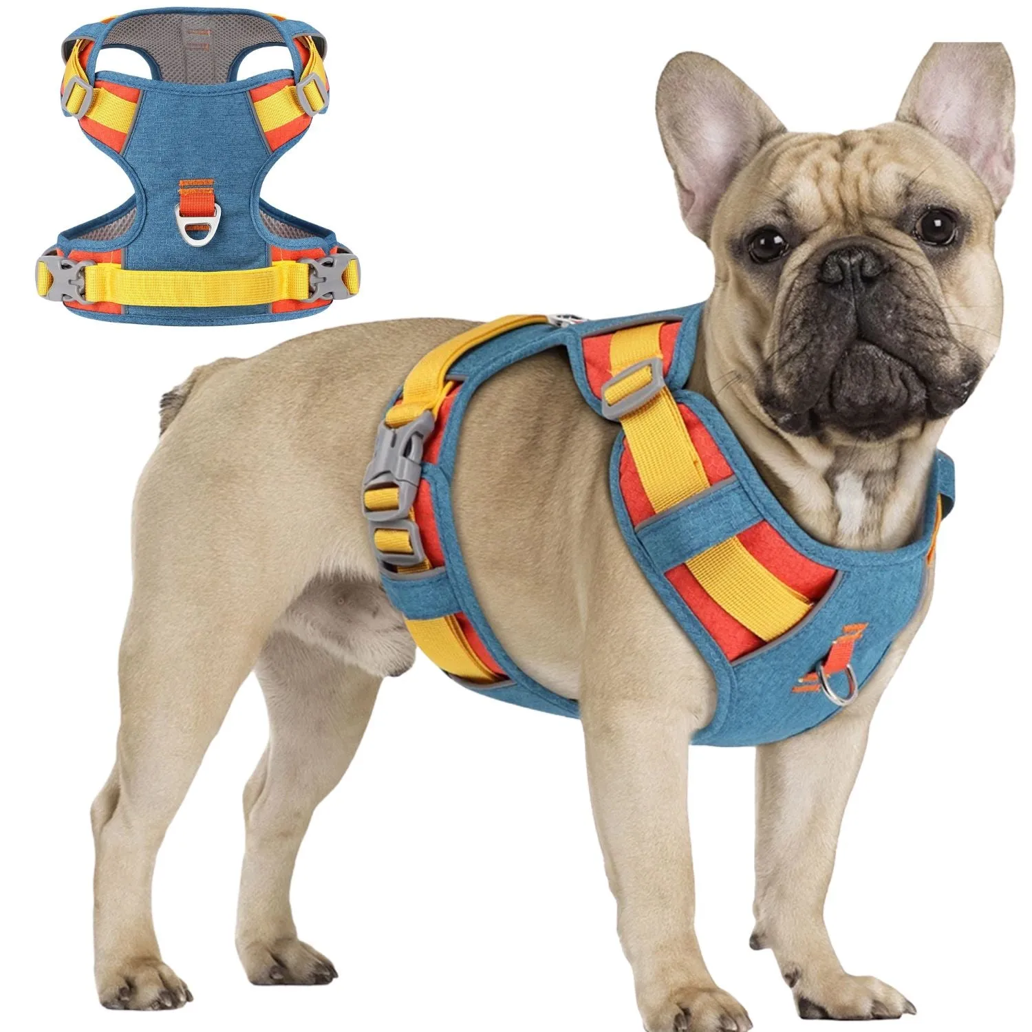 PupBright No Pull Frenchie Reflective Harness