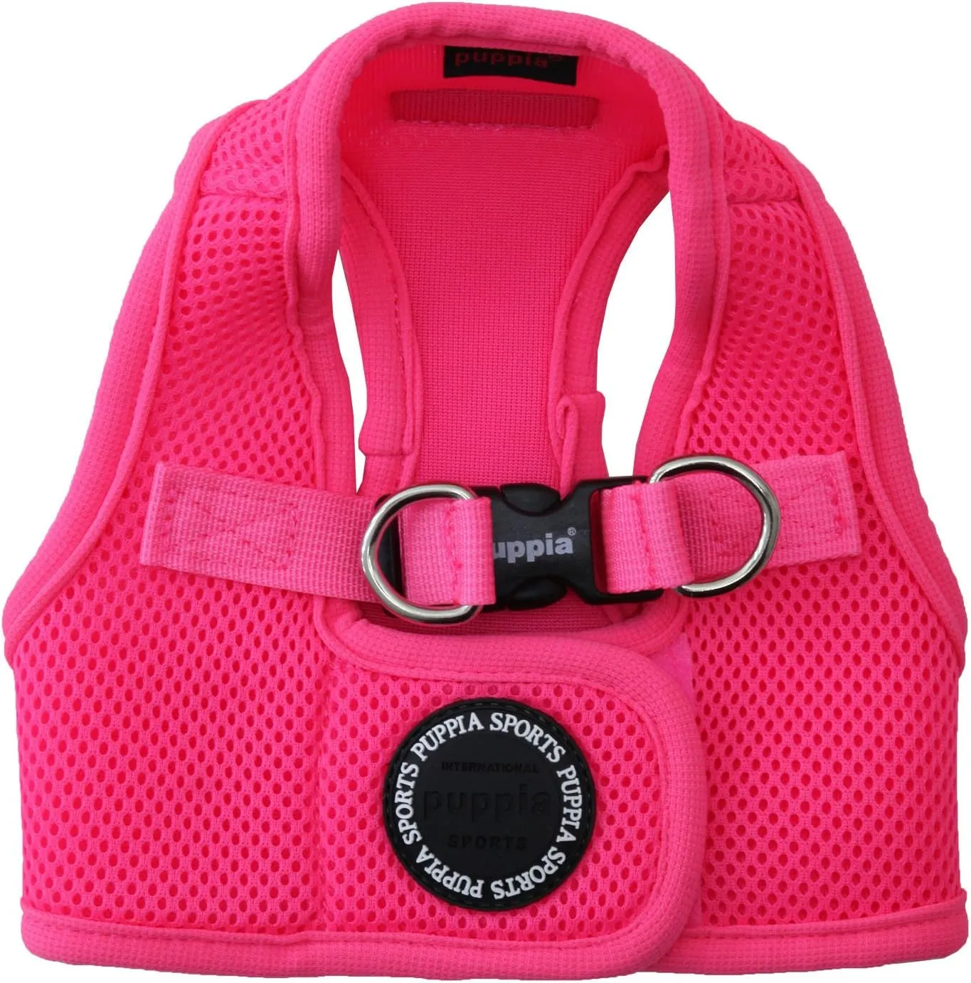 Puppia Neon Soft Vest Harness Step-in No Choke No Pull Walking Training for Small and Medium Dog, Pink, Medium