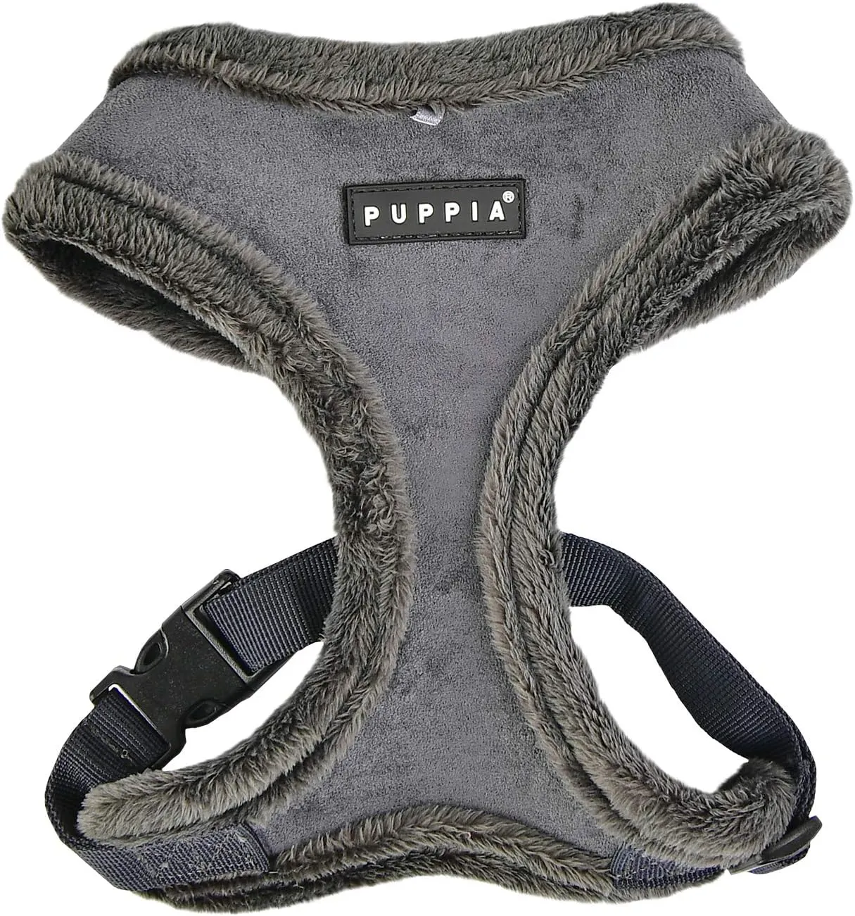 Puppia Terry Dog Harness Over-The-Head Winter Suede Warm No Choke No Pull Training Walking for Small and Medium Dog, Grey, X-Large