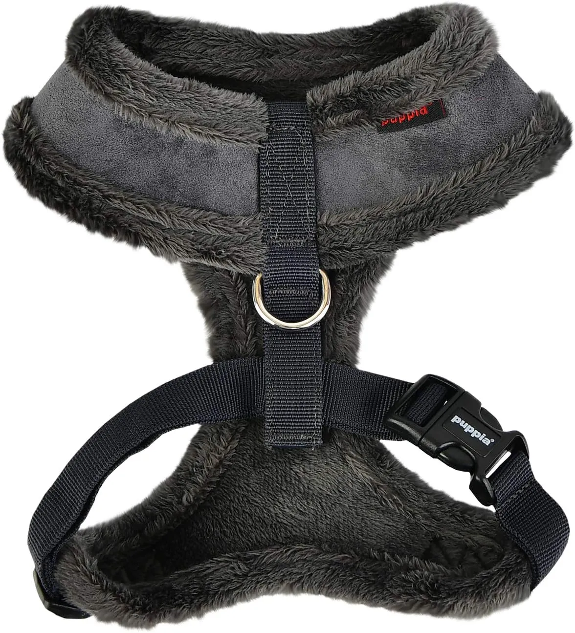 Puppia Terry Dog Harness Over-The-Head Winter Suede Warm No Choke No Pull Training Walking for Small and Medium Dog, Grey, X-Large