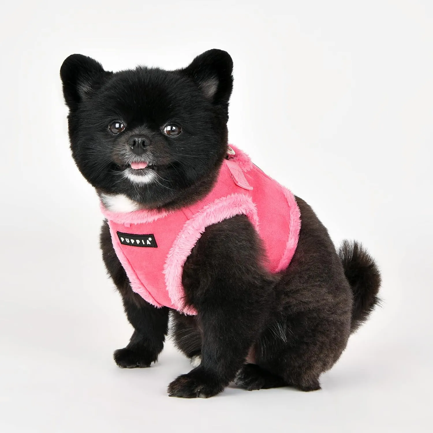 Puppia Terry Vest Dog Harness Step-in Winter Suede Warm No Choke No Pull Training Walking for Small and Medium Dog, Pink, Small