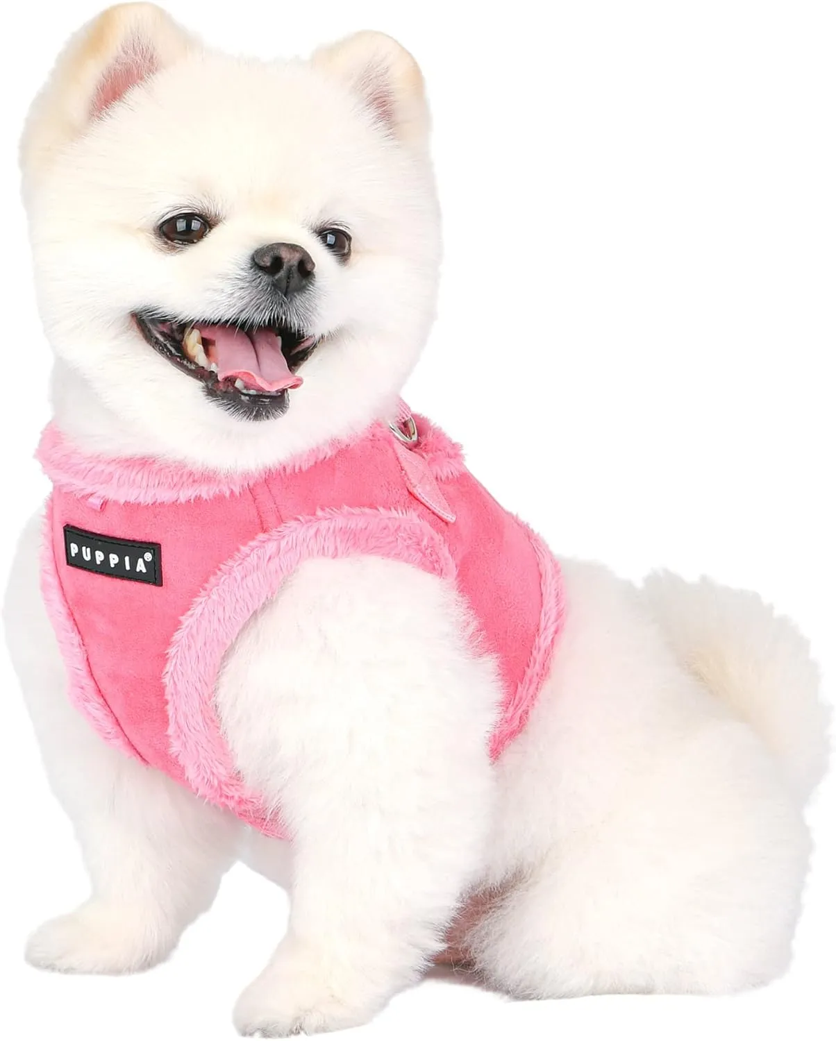 Puppia Terry Vest Dog Harness Step-in Winter Suede Warm No Choke No Pull Training Walking for Small and Medium Dog, Pink, Small