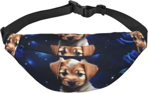 Puppy Blue Rose Men'S And Women'S Waist Pack, Crossbody Bag With Adjustable Belt For Running, Traveling, Sports, Hiking