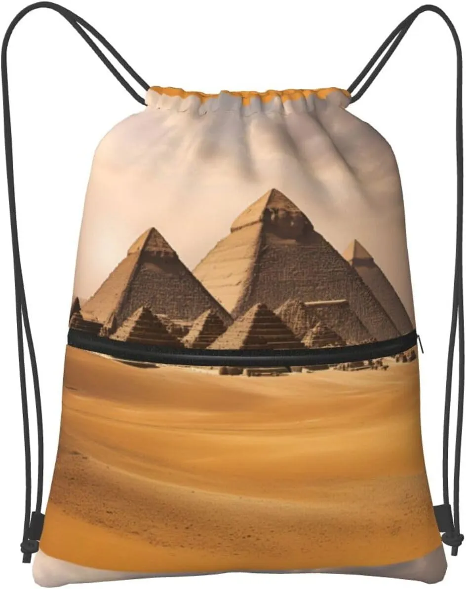 Pyramids Of Egypt Drawstring Backpack String Cinch Bag For Fitness Workout, Daily Commute, Travel