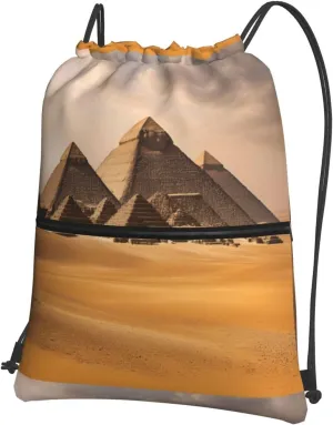 Pyramids Of Egypt Drawstring Backpack String Cinch Bag For Fitness Workout, Daily Commute, Travel
