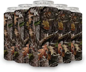 QualityPerfection Can Cooler Sleeves, 16 oz Neoprene Blank Beer Coolers (Pack of 6) Thick Fabric Tall Beer Collapsible Drink Coolies, Thermocoolers 16 ounce Tall Boy (Camo Forest)