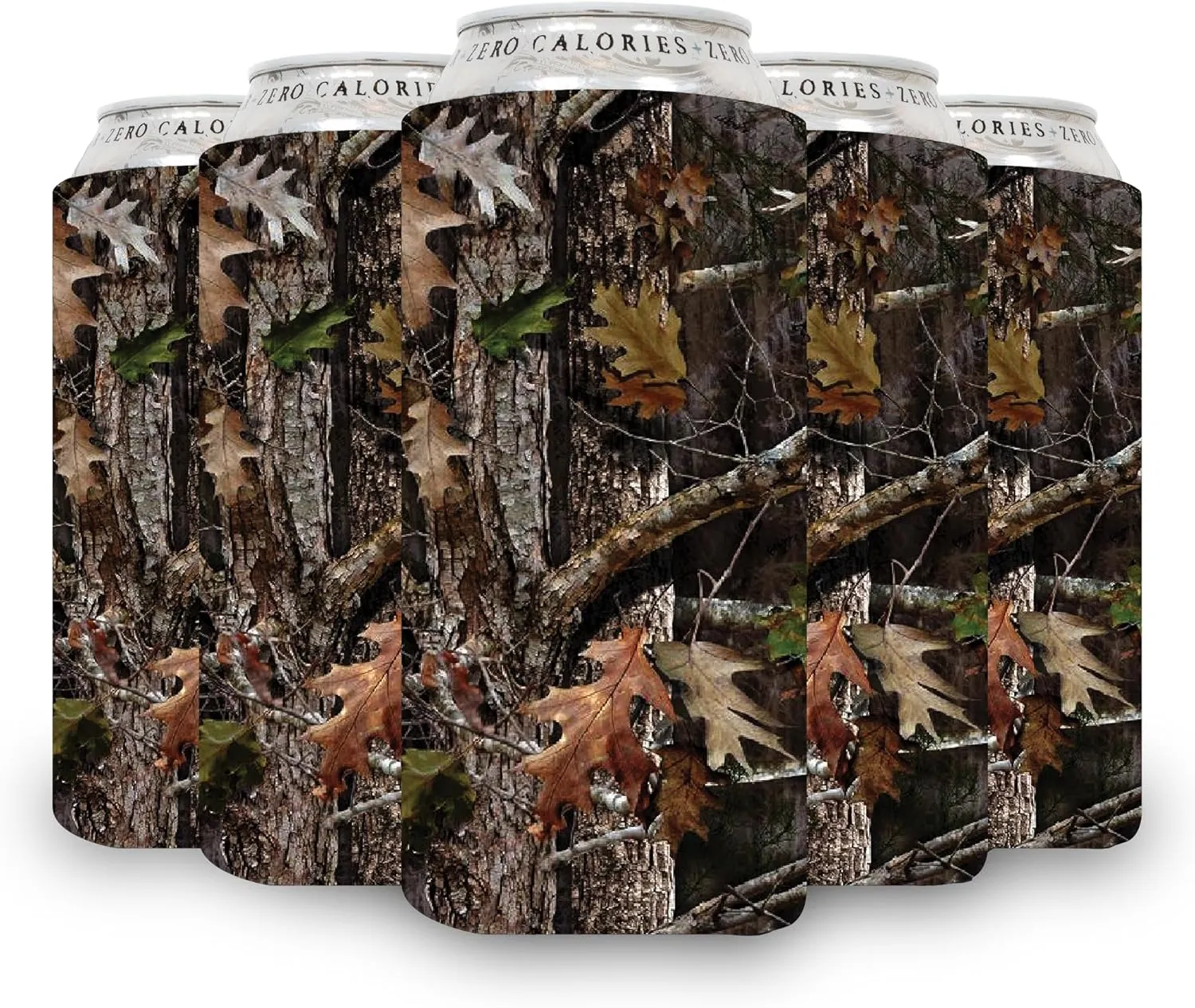QualityPerfection Can Cooler Sleeves, 16 oz Neoprene Blank Beer Coolers (Pack of 6) Thick Fabric Tall Beer Collapsible Drink Coolies, Thermocoolers 16 ounce Tall Boy (Camo Forest)