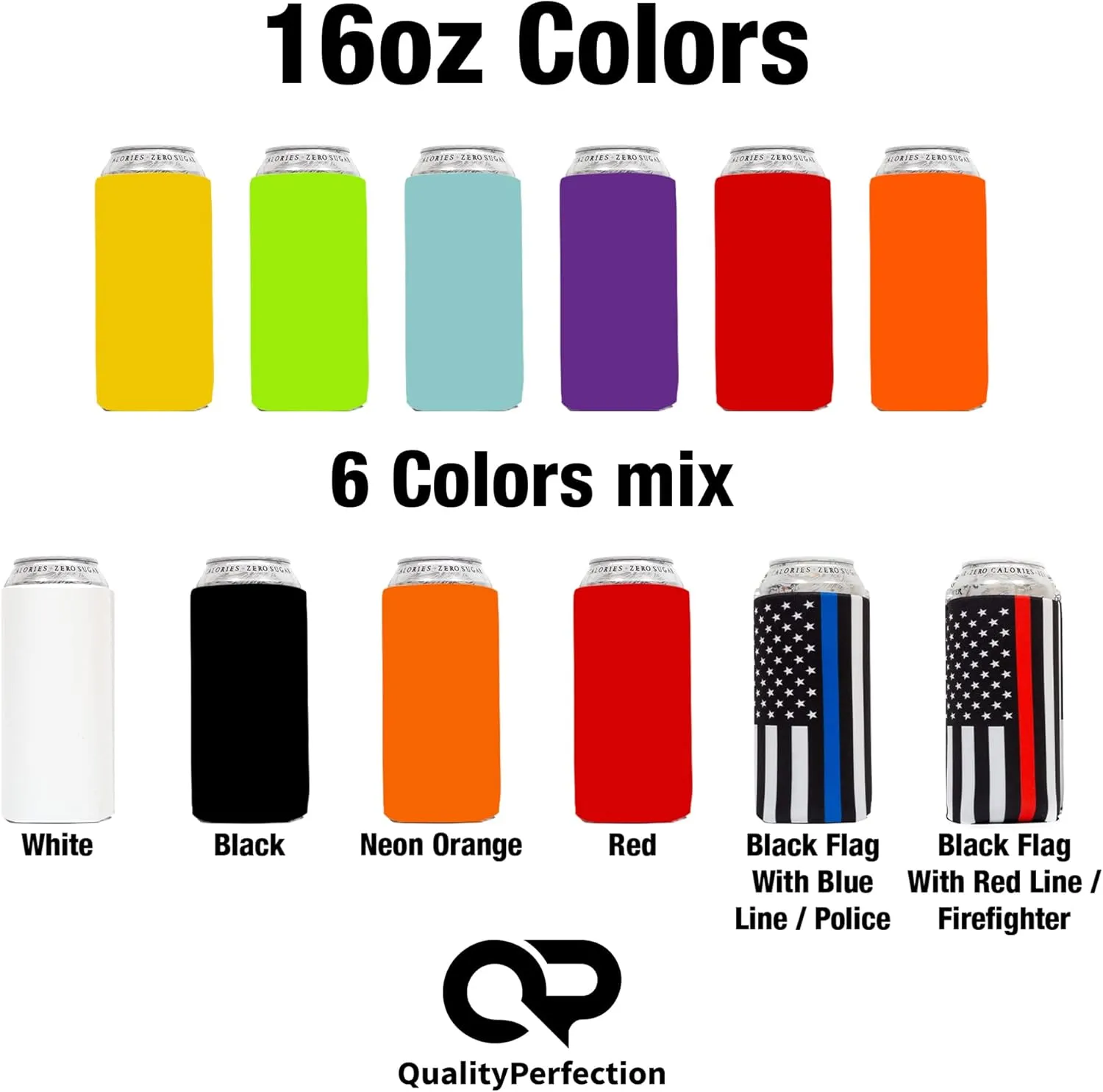 QualityPerfection Can Cooler Sleeves, 16 oz Neoprene Blank Beer Coolers (Pack of 6) Thick Fabric Tall Beer Collapsible Drink Coolies, Thermocoolers 16 ounce Tall Boy (Camo Forest)