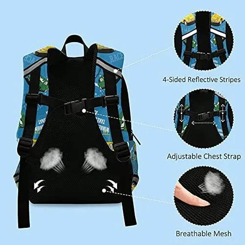 QUGRL Cartoon Cars Toy Kids Toddler Backpack with Leash Harness Funny Kindergarten Child Schoolbag Preschool Nursery Baby Travel Bag for Boys Girls 3-8 Years