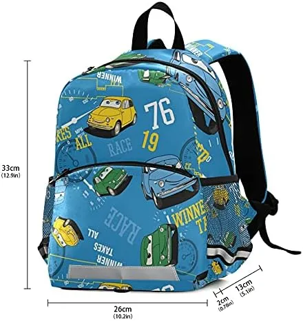 QUGRL Cartoon Cars Toy Kids Toddler Backpack with Leash Harness Funny Kindergarten Child Schoolbag Preschool Nursery Baby Travel Bag for Boys Girls 3-8 Years