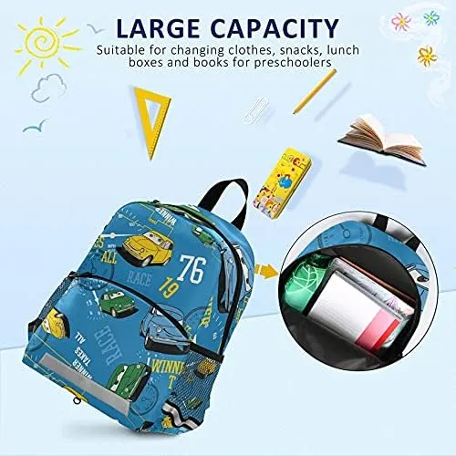 QUGRL Cartoon Cars Toy Kids Toddler Backpack with Leash Harness Funny Kindergarten Child Schoolbag Preschool Nursery Baby Travel Bag for Boys Girls 3-8 Years