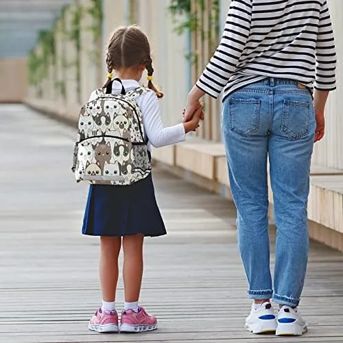 QUGRL Cute Cats Toddler Backpack Kitten Kids Backpack for Baby Boys Girls Childish Kindergarten Schoolbag Preschool Nursery Travel Bag with Safety Leash Harness 3-8 Years