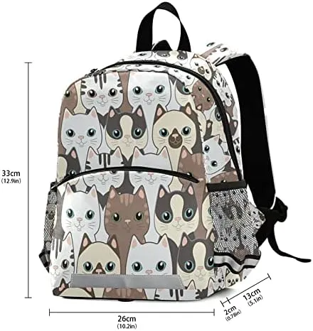 QUGRL Cute Cats Toddler Backpack Kitten Kids Backpack for Baby Boys Girls Childish Kindergarten Schoolbag Preschool Nursery Travel Bag with Safety Leash Harness 3-8 Years
