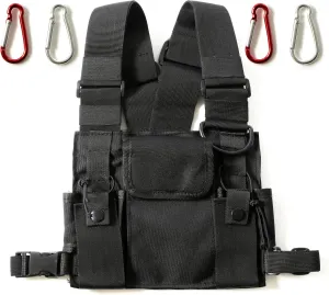 Radio Chest Harness - Over Shoulder Tactical Front Pack Rig Holster Vest w/Strap Belt Bag Pouch Case for Walkie Talkie/ 2-Way Radios. Ideal for Youth or Men and Women with small body types.