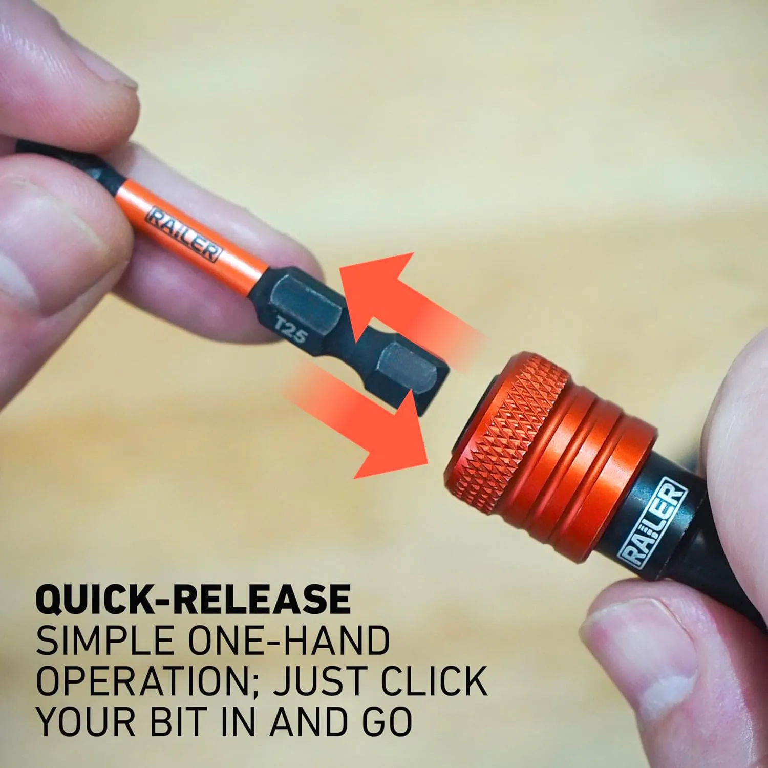 Railer Bit Holder Keychain 5pc - 1/4 inch Hex Shank Bit Holders - Quick-change Design For Nut Driver, Screwdriver & Drill Bits, Include Keychain Carabiner (Multi-Color)