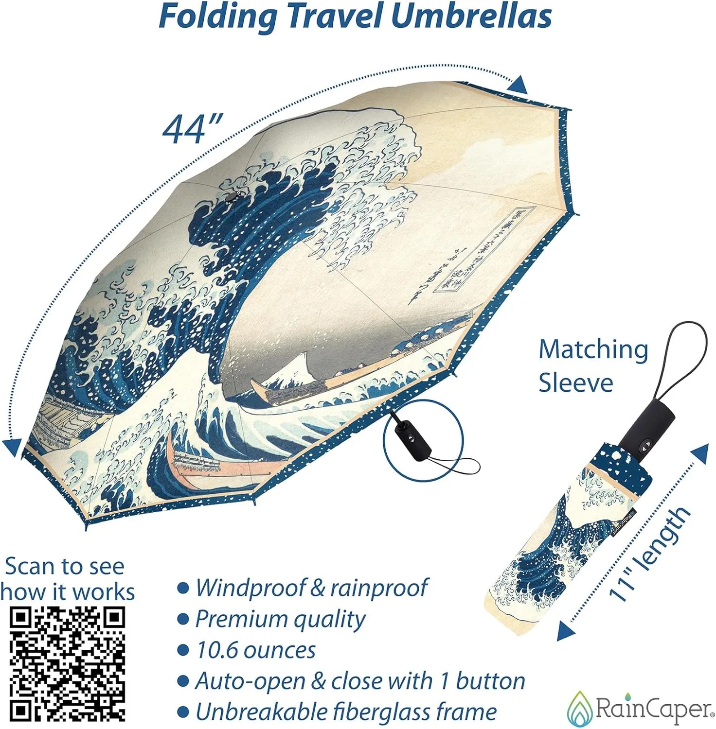 RainCaper Folding Travel Umbrellas