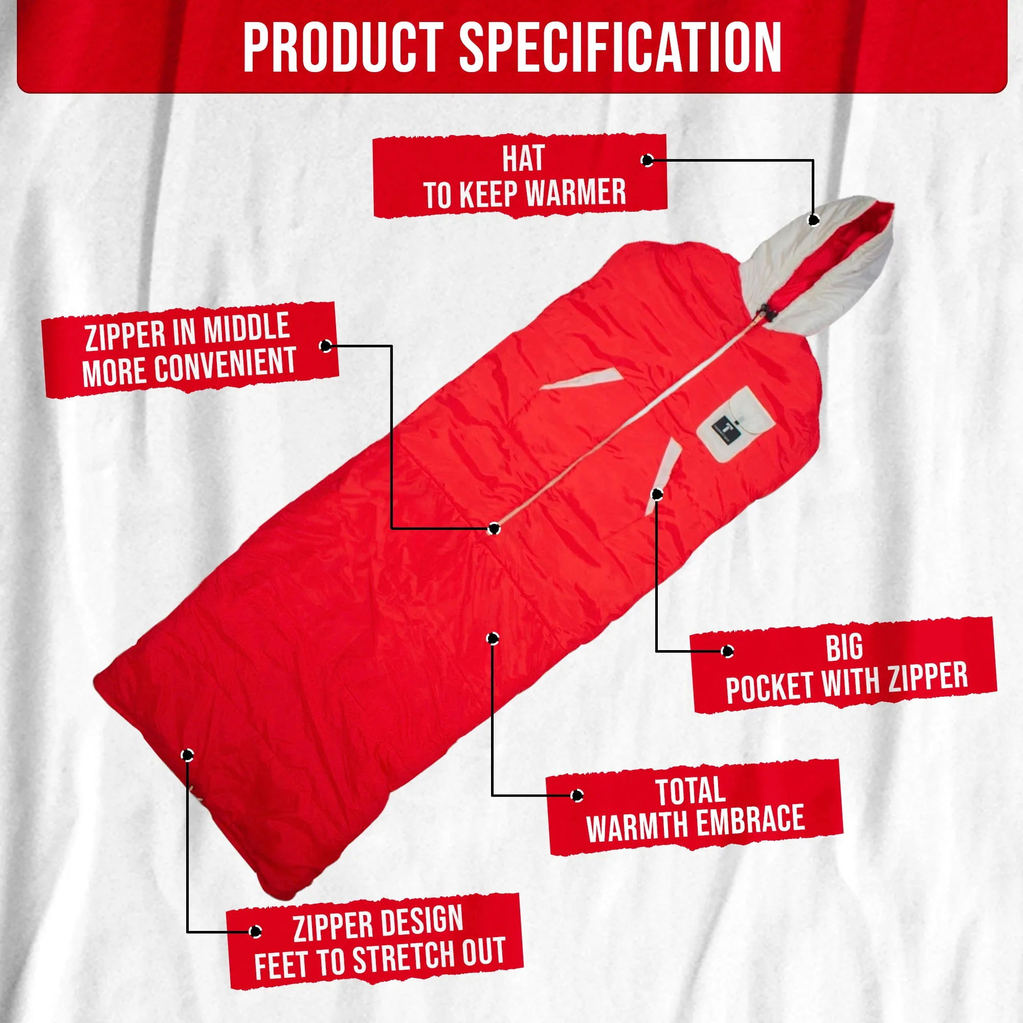 Red/White Wearable Sleeping Bag