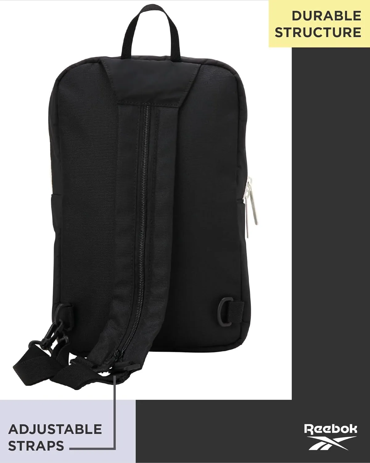 Reebok Unisex Crossbody Bag - Compact Sling Crossbody Bags for Women and Men with Convertible Strap for Gym and Travel, Size One Size, Mikayla Black