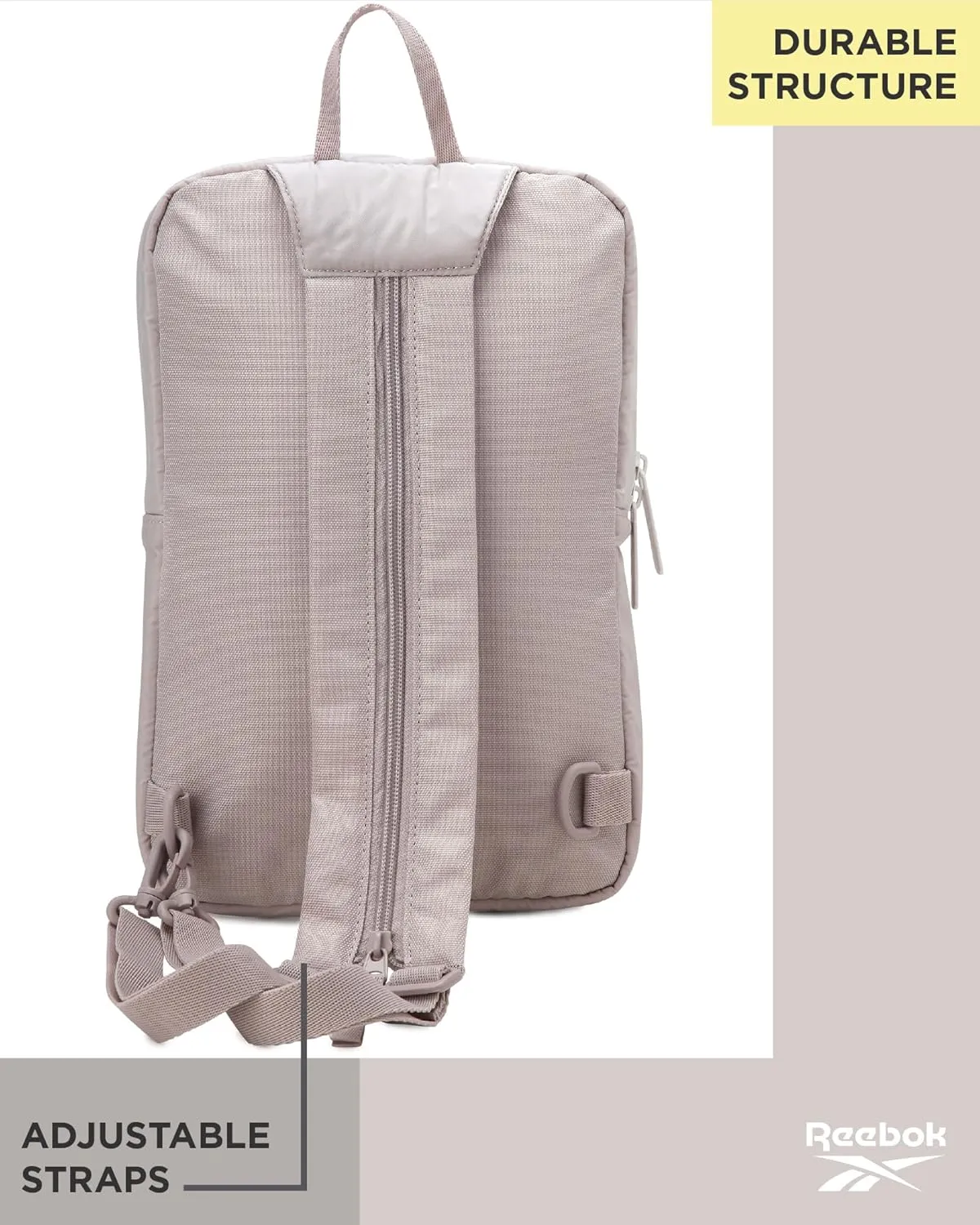 Reebok Unisex Crossbody Bag - Compact Sling Crossbody Bags for Women and Men with Convertible Strap for Gym and Travel, Size One Size, Mikayla Stucco