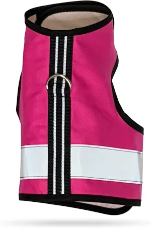 Reflective Cat Harness - High-Visibility Cat Vest for Day & Night | Secure, Breathable and Washable Cotton | Ideal for Walking & Traveling - Flamingo Pink, M to L